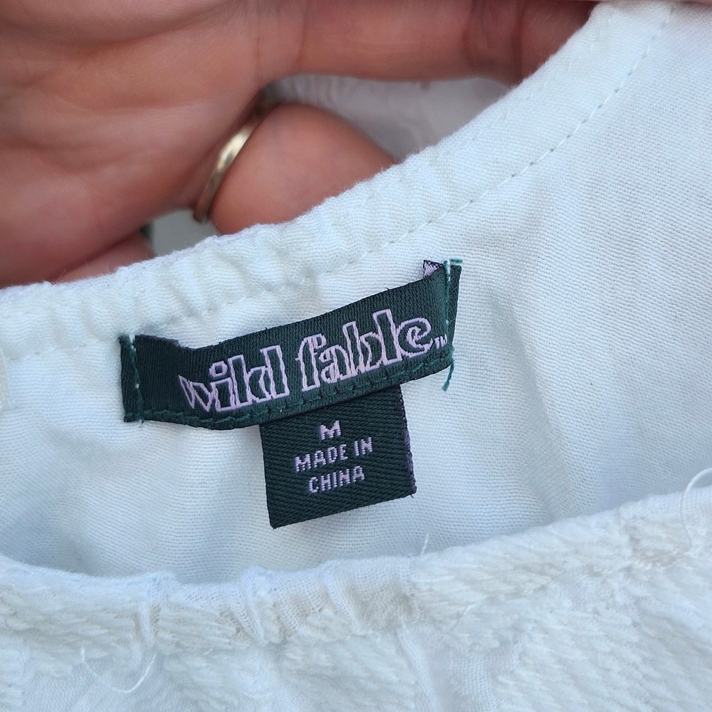 Wild Fable White Textured Mini Dress Open Back‎ Long Sleeve Size M - Picture 6 of 9